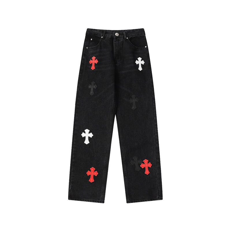 Chrome Hearts Distressed Denim Jeans | Stretch Tapered Fit