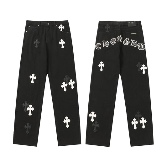 Chrome Hearts Distressed Denim Jeans | Stretch Tapered Fit