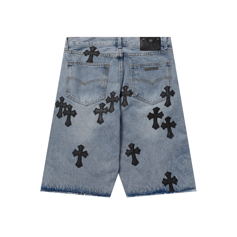 Chrome Hearts Distressed Denim Jeans | Stretch Tapered Fit