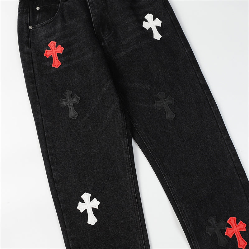 Chrome Hearts Distressed Denim Jeans | Stretch Tapered Fit