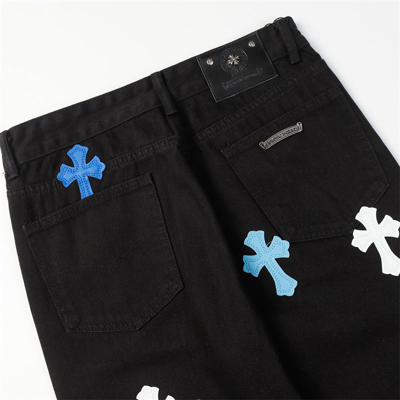 Chrome Hearts Distressed Denim Jeans | Stretch Tapered Fit