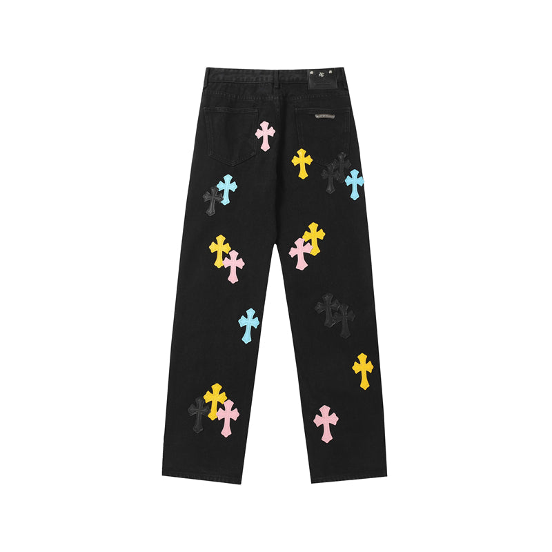 Chrome Hearts Distressed Denim Jeans | Stretch Tapered Fit