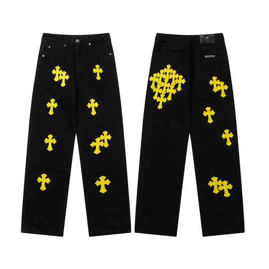Chrome Hearts Distressed Denim Jeans | Stretch Tapered Fit