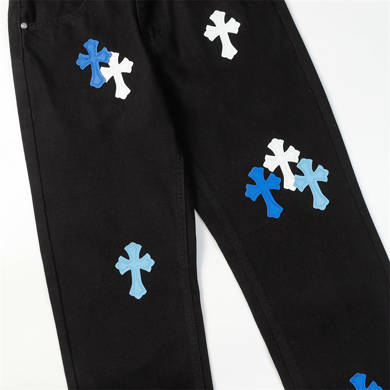 Chrome Hearts Distressed Denim Jeans | Stretch Tapered Fit