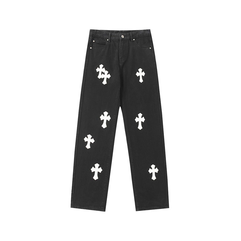 Chrome Hearts Distressed Denim Jeans | Stretch Tapered Fit