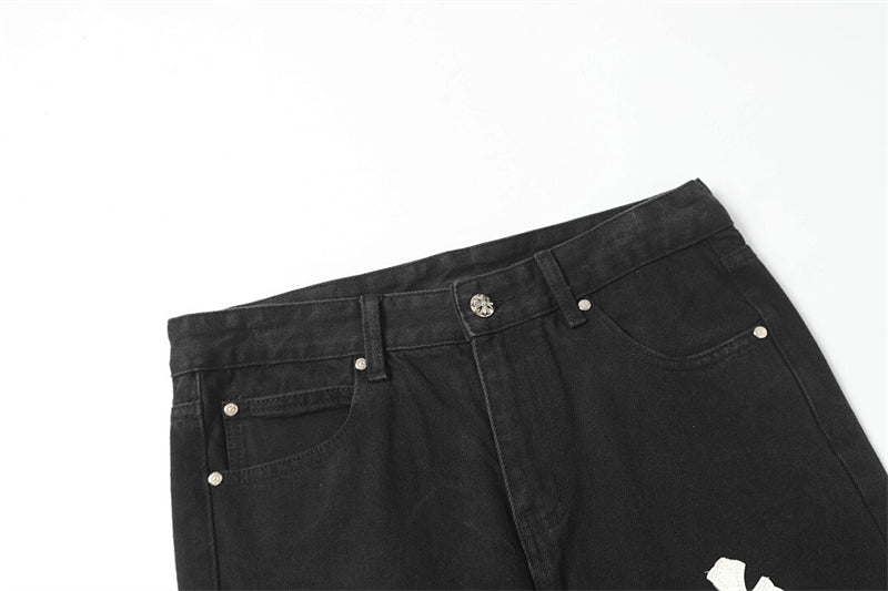 Chrome Hearts Distressed Denim Jeans | Stretch Tapered Fit