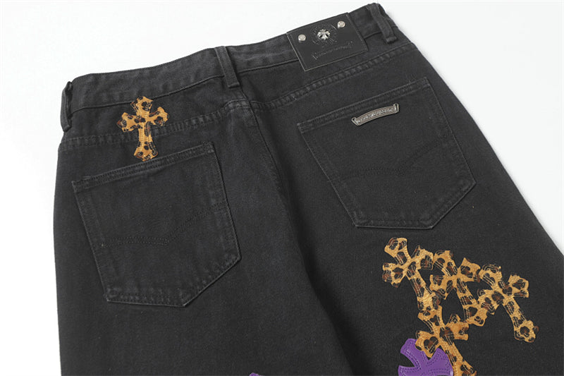 Chrome Hearts Distressed Denim Jeans | Stretch Tapered Fit