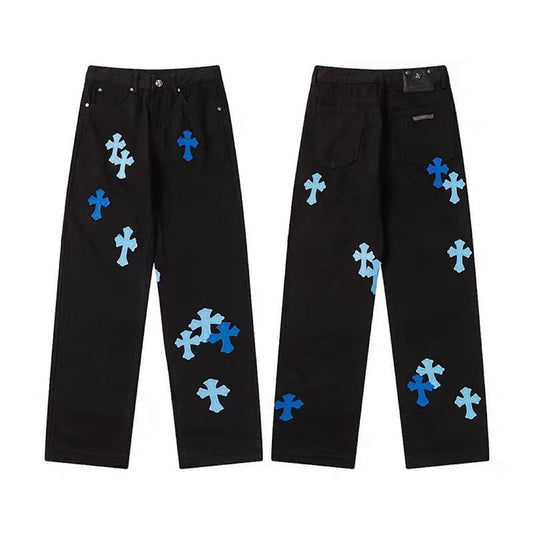 Chrome Hearts Distressed Denim Jeans | Stretch Tapered Fit