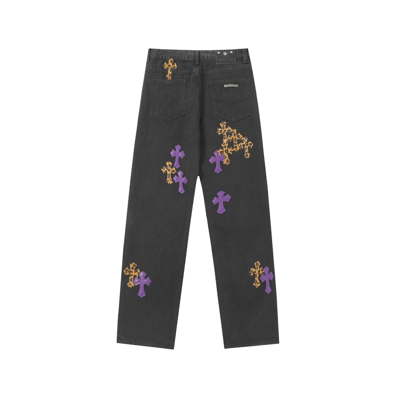 Chrome Hearts Distressed Denim Jeans | Stretch Tapered Fit