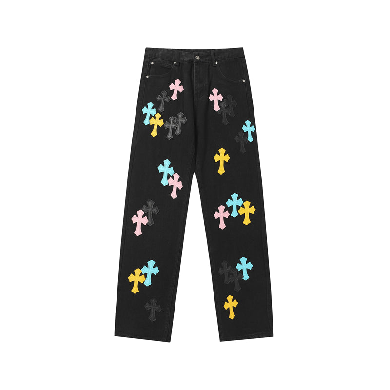 Chrome Hearts Distressed Denim Jeans | Stretch Tapered Fit