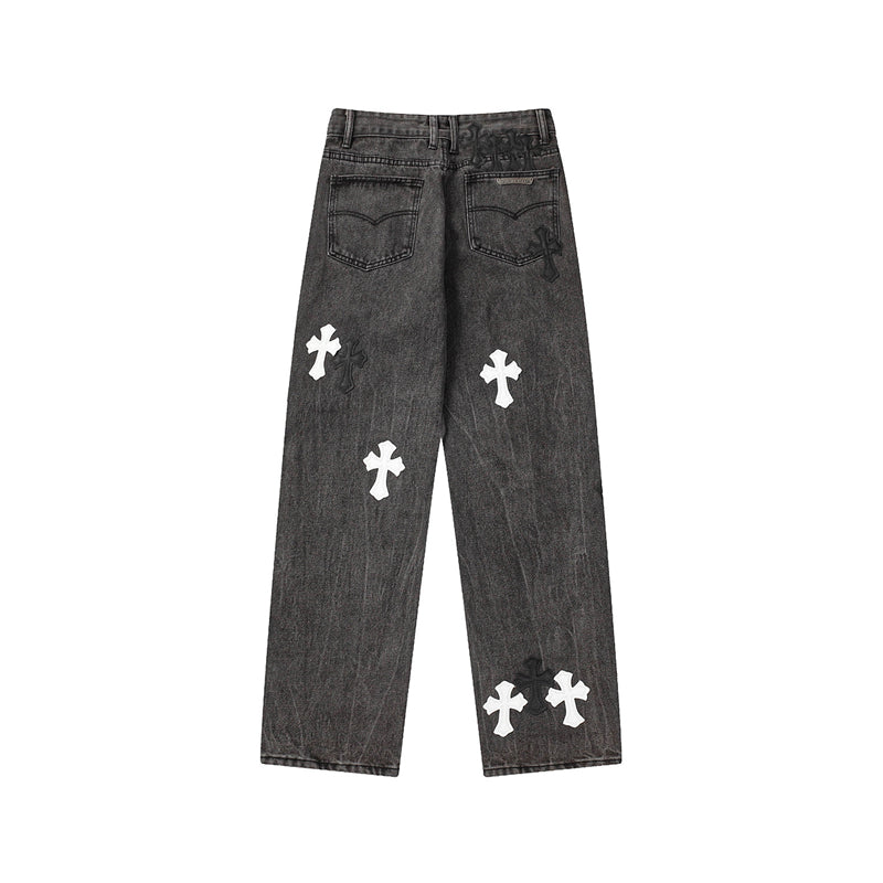 Chrome Hearts Distressed Denim Jeans | Stretch Tapered Fit